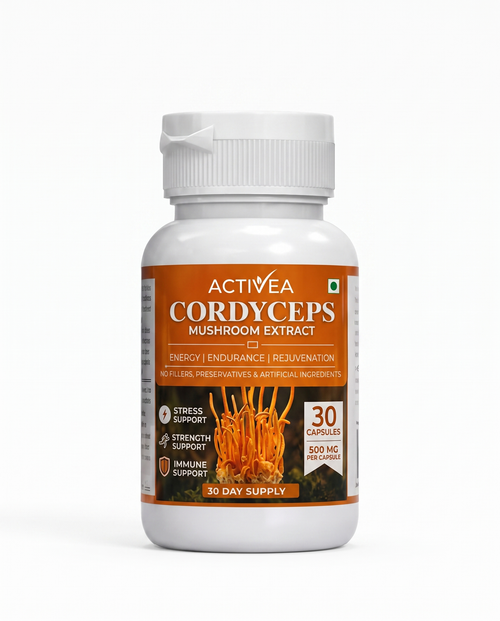 Activea Cordyceps Militaris Mushroom Extract — 30 vegetarian capsules, 500 mg per capsule